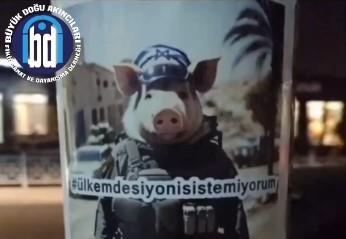 İsrail’e Giden Siyonistlere Karşı Sokaklar Sticker’larla Donatıldı